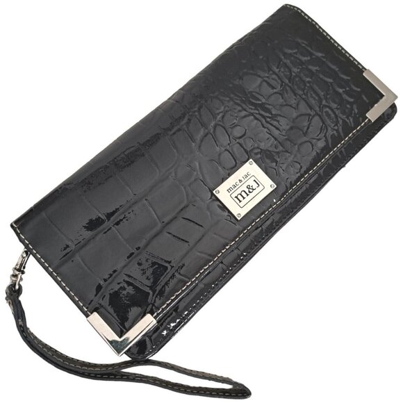 🪻BOGO🪻 Mac & Jac Womens Black Silver‎ Hardware Faux Leather Wallet - Picture 3 of 8